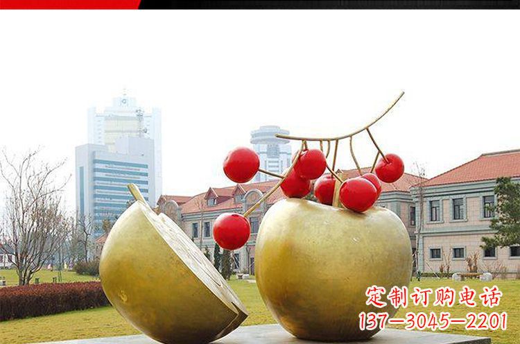 辽阳公园不锈钢苹果樱桃雕塑