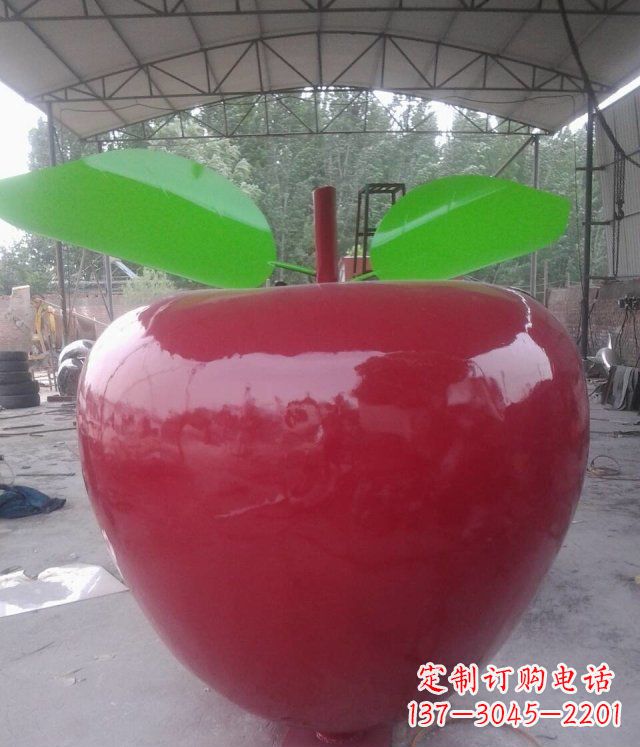 辽阳黑凤凰不锈钢苹果景观雕塑