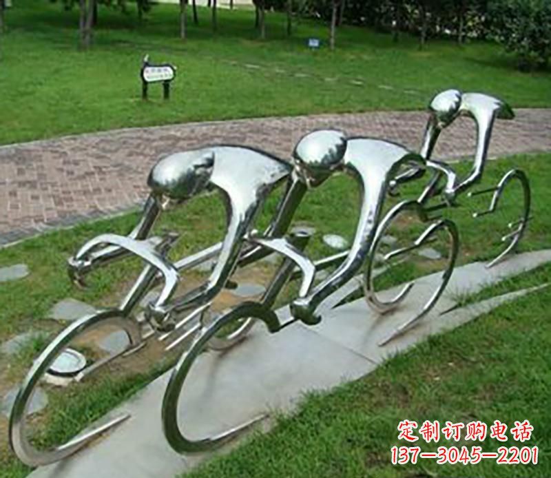 辽阳公园不锈钢骑自行车抽象雕塑