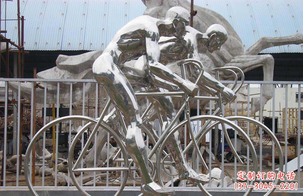 辽阳特色不锈钢骑自行车雕塑