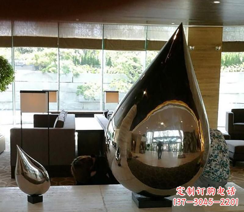 辽阳公园不锈钢水滴球景观雕塑