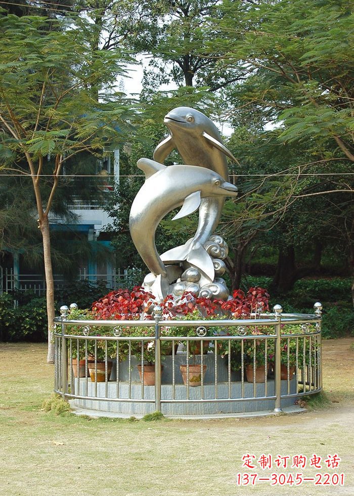 辽阳不锈钢踏浪海豚雕塑