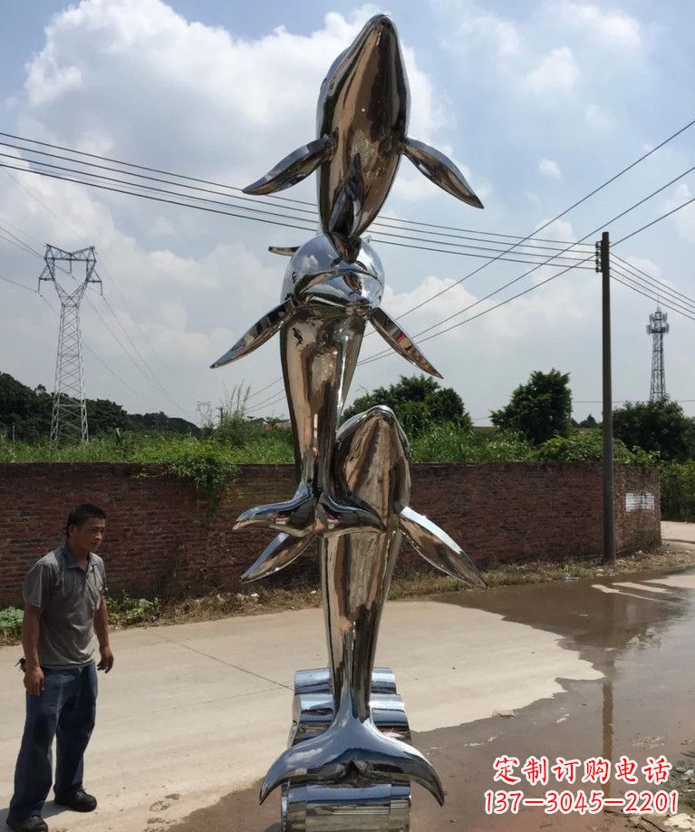 辽阳不锈钢跳跃海豚雕塑
