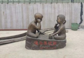 辽阳精美儿童下棋铜雕
