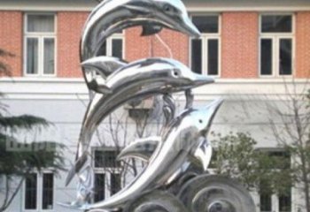 辽阳跳跃海豚海浪不锈钢雕塑
