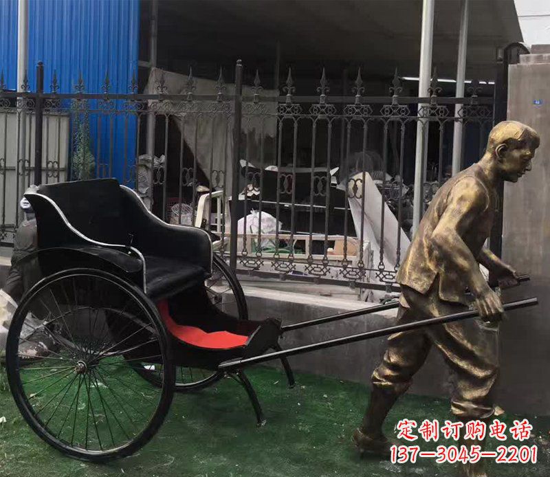 辽阳公园车夫人物铜雕