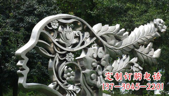 辽阳高雅美貌不锈钢美女头象雕塑