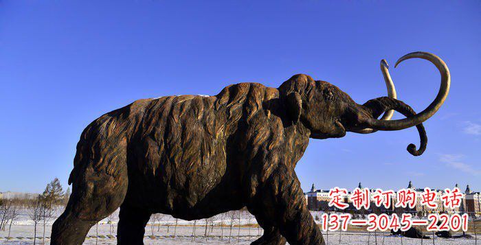 辽阳公园抽象大象动物铜雕 (2)