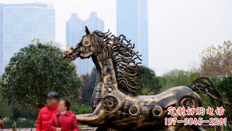 辽阳公园抽象机械马动物铜雕