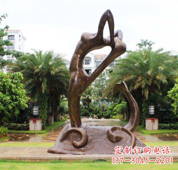 辽阳公园抽象美人鱼景观铜雕