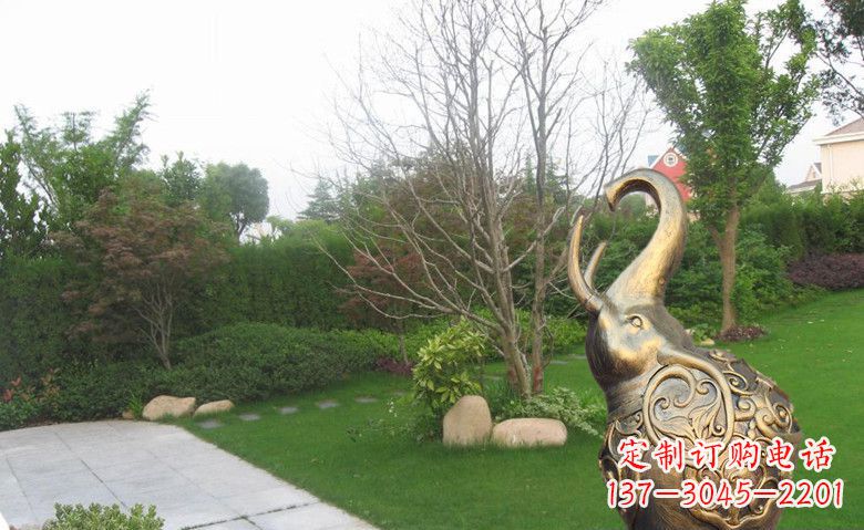 辽阳公园抽象小象动物铜雕