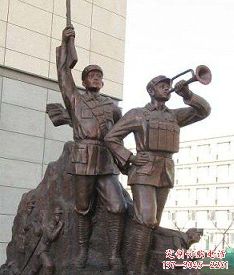 辽阳革命精神熠熠冲锋号铜雕