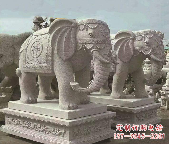 辽阳公园大理石大象动物石雕 (3)
