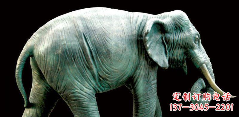 辽阳公园大象动物铜雕 (3)