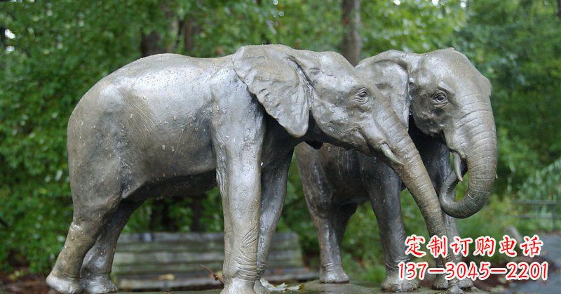 辽阳公园大象动物铜雕 (2)
