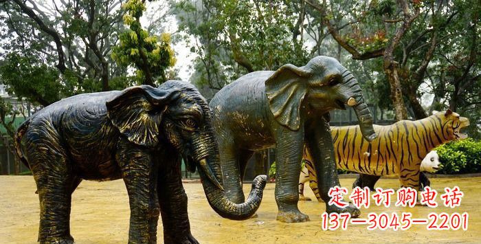 辽阳公园大象动物铜雕_1
