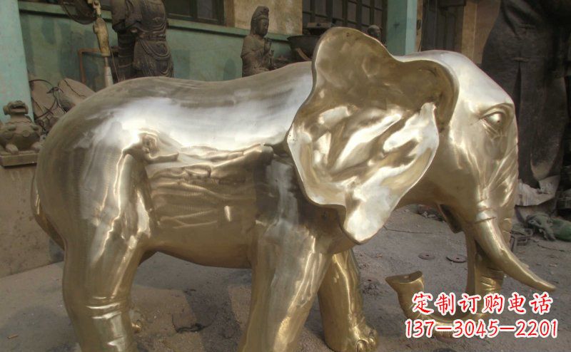 辽阳公园大象动物铜雕_2