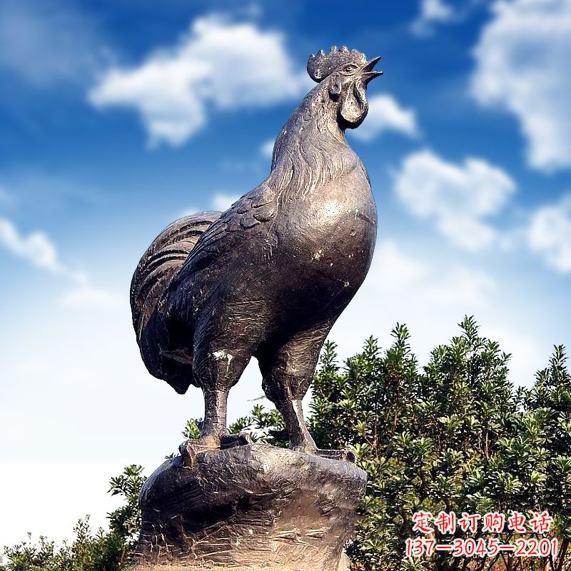辽阳威风凛凛的大型铸铜酉鸡雕塑