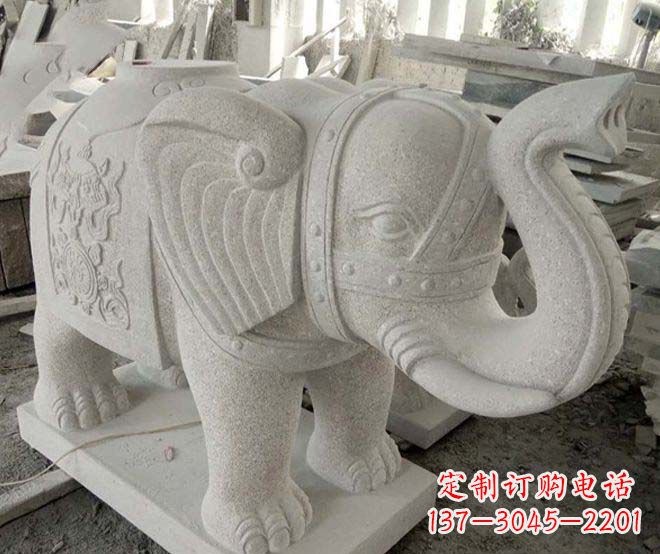 辽阳公园动物大理石大象石雕 (3)