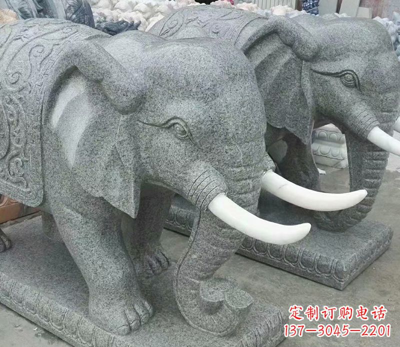 辽阳象征力量的大理石大象雕塑