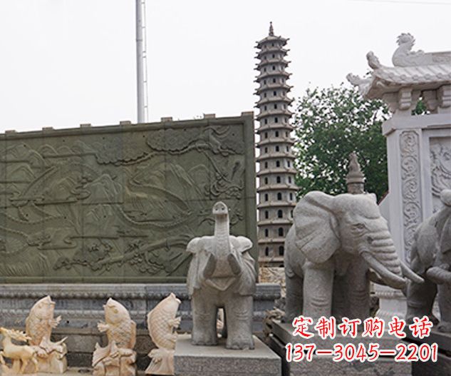 辽阳公园动物大象石雕 (2)