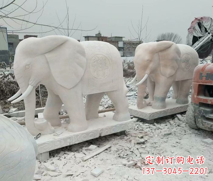 辽阳公园动物大象石雕 (5)