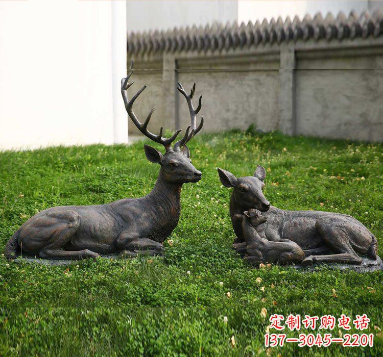 辽阳公园动物梅花鹿铜雕222