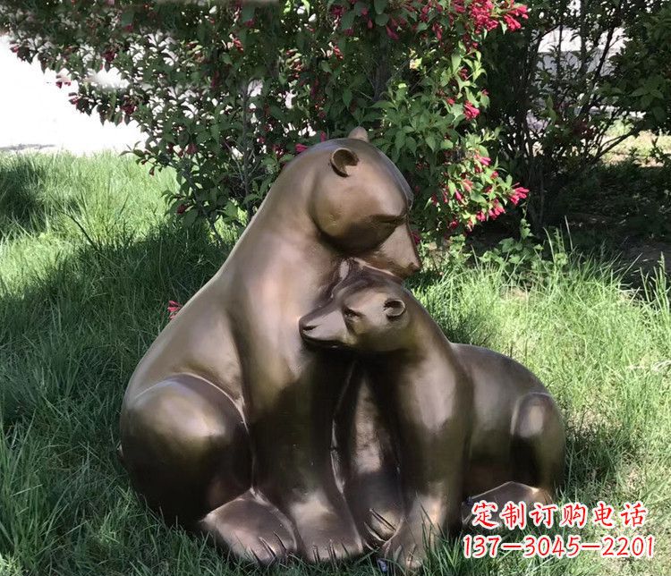 辽阳公园动物母子熊铜雕
