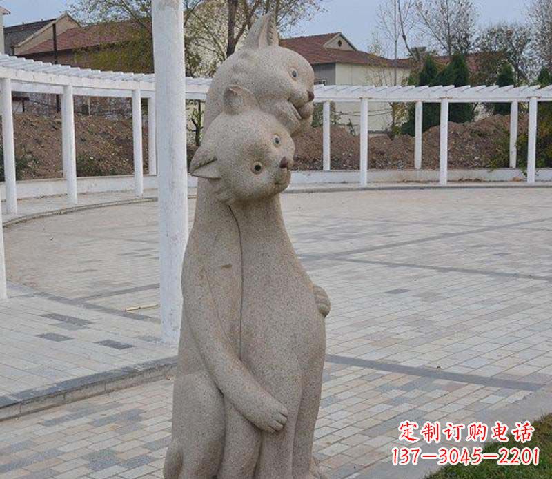 辽阳精美小猫石雕,让您的公园更加美丽