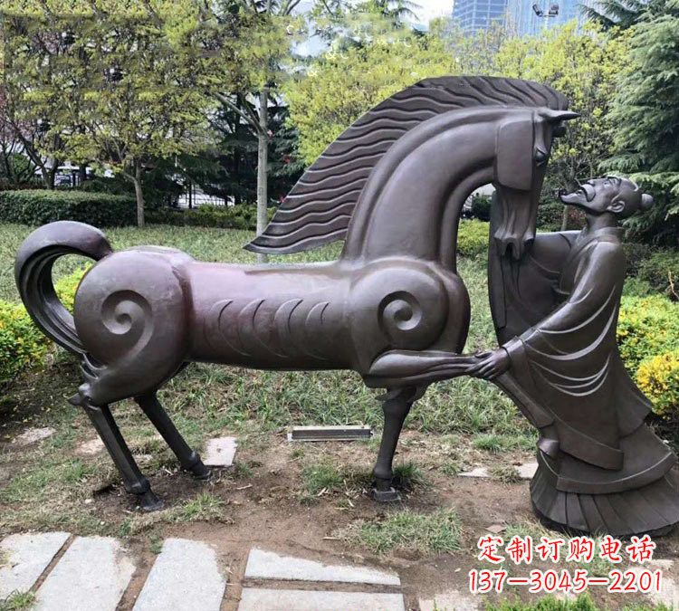 辽阳公园古代名人伯乐相马铜雕