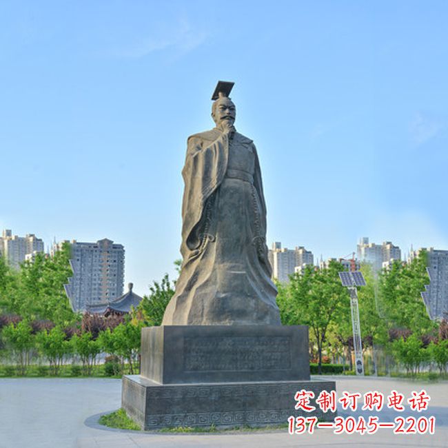 辽阳公园广场历史名人,青石隋文帝杨坚雕塑