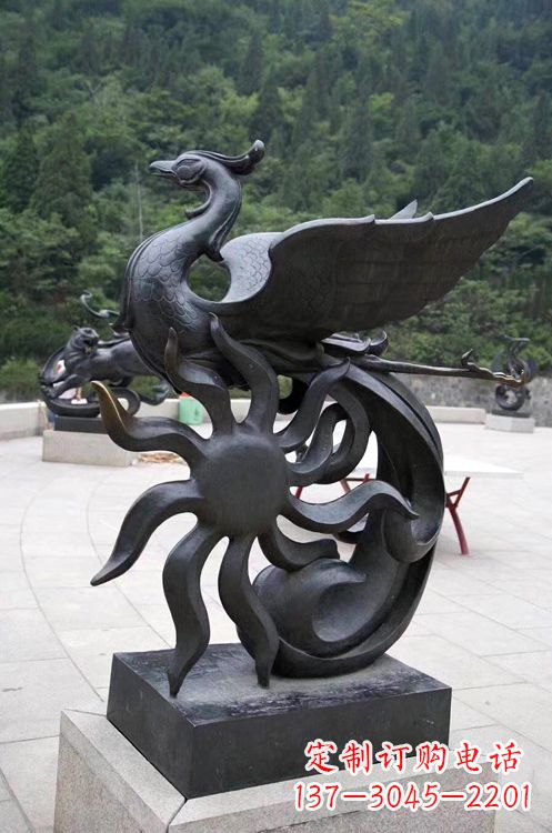 辽阳公园广场天之四灵朱雀神鸟铜雕摆件