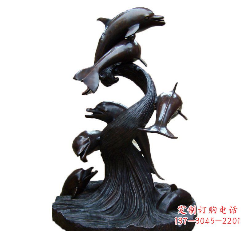 辽阳公园海豚喷泉铜雕