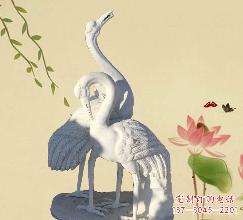 辽阳中领雕塑精美汉白玉仙鹤石雕