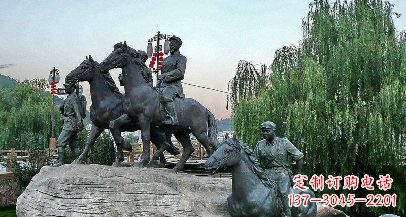 辽阳公园红军骑马景观铜雕