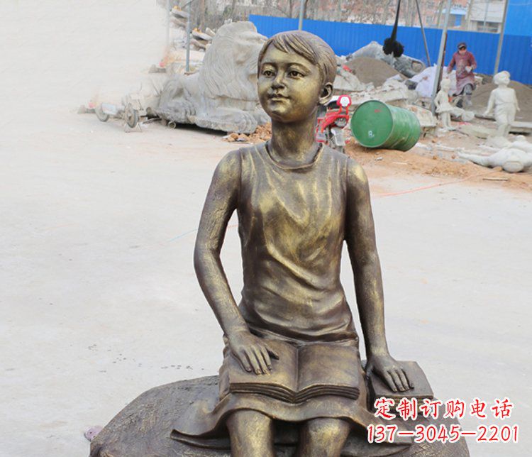 辽阳铜雕景观摆件——“女孩看书”