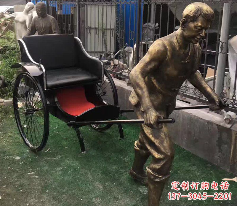 辽阳精美铜雕车夫人物雕塑