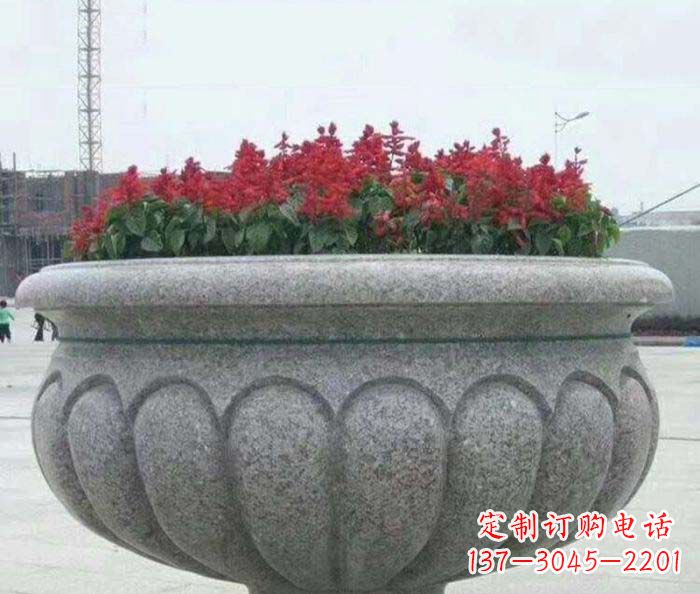 辽阳公园景观大理石花盆石雕 (5)