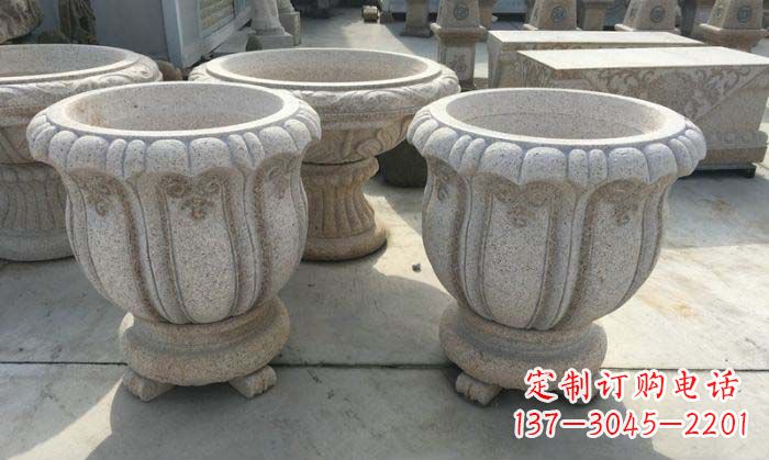 辽阳公园景观大理石花盆石雕 (4)