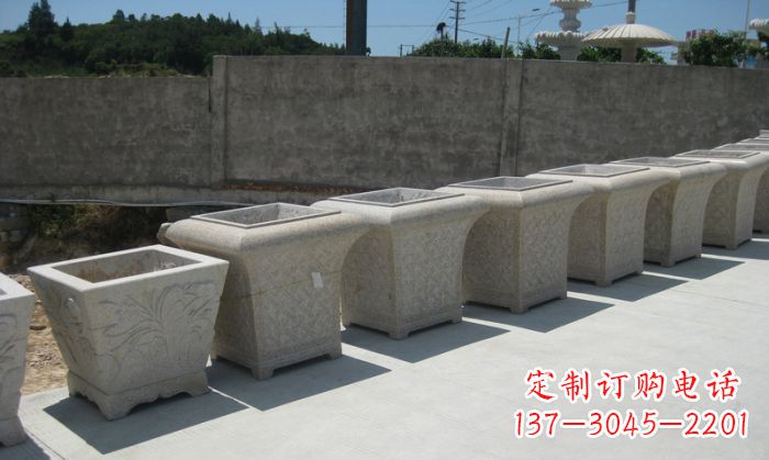 辽阳公园景观大理石花盆石雕 (7)