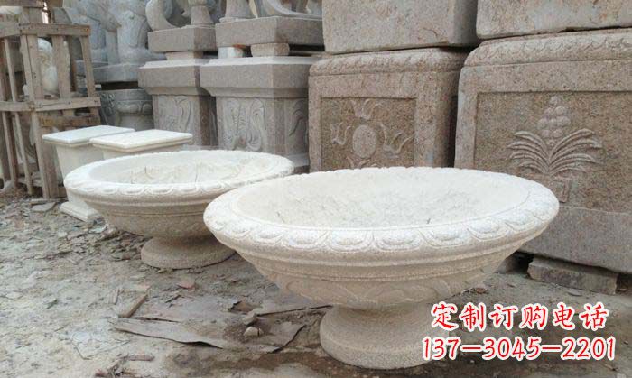 辽阳细腻雅致的大理石花盆石雕