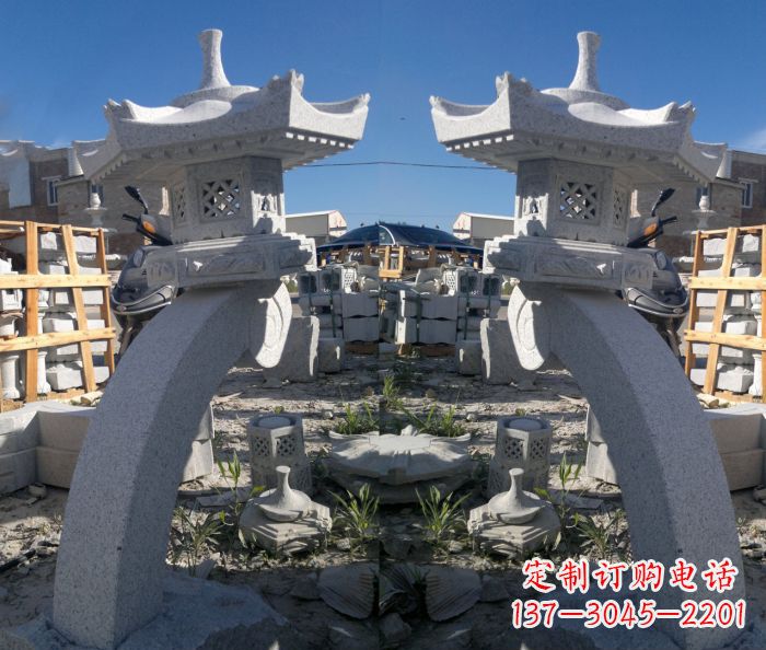 辽阳公园景观大理石镂空石灯雕塑