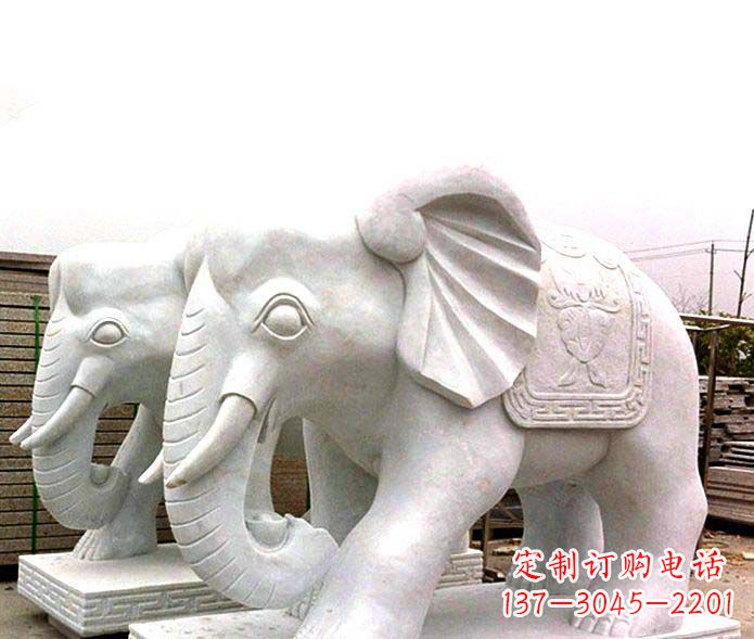 辽阳公园景观大理石招财大象石雕