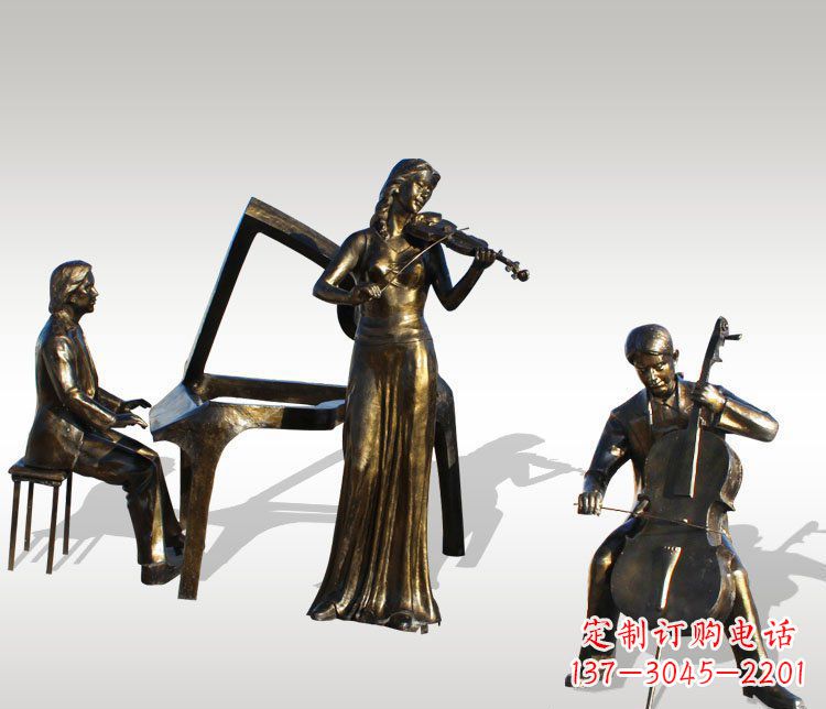 辽阳公园景观钢琴拉小提琴人物铜雕