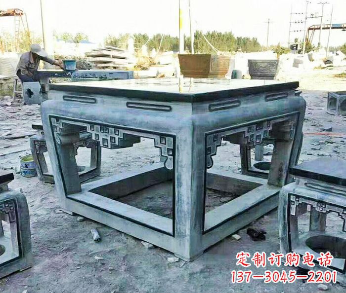 辽阳雕塑艺术方形石桌凳