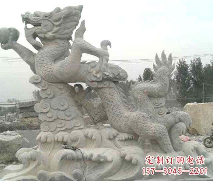 辽阳精美青龙出水石雕