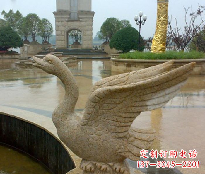 辽阳精美砂岩天鹅喷泉石雕
