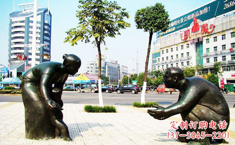 辽阳铜质小孩学走路雕塑