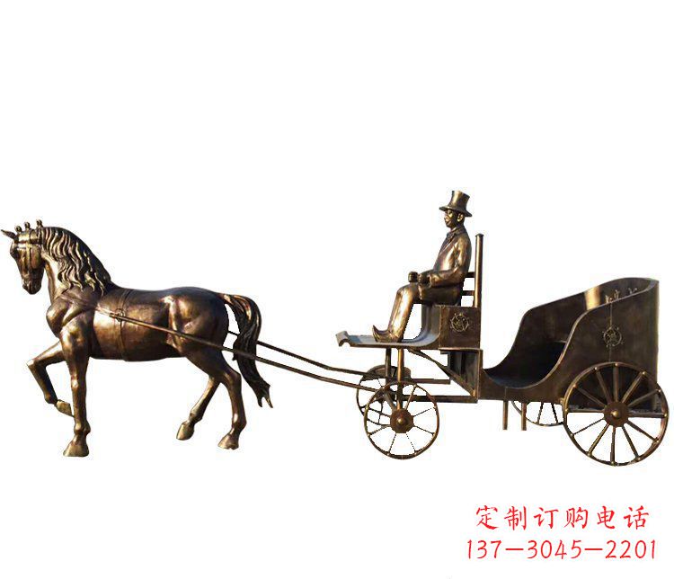 辽阳马车玻璃钢仿铜雕塑