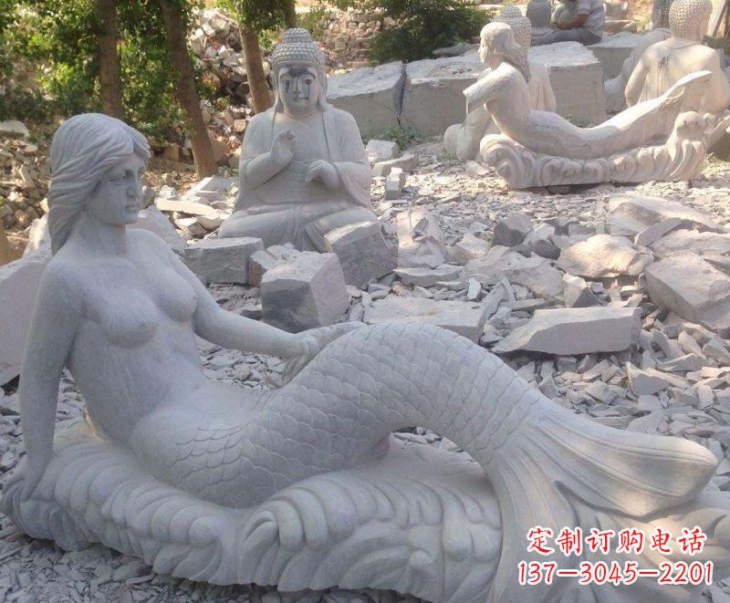 辽阳艺术精美美人鱼石雕